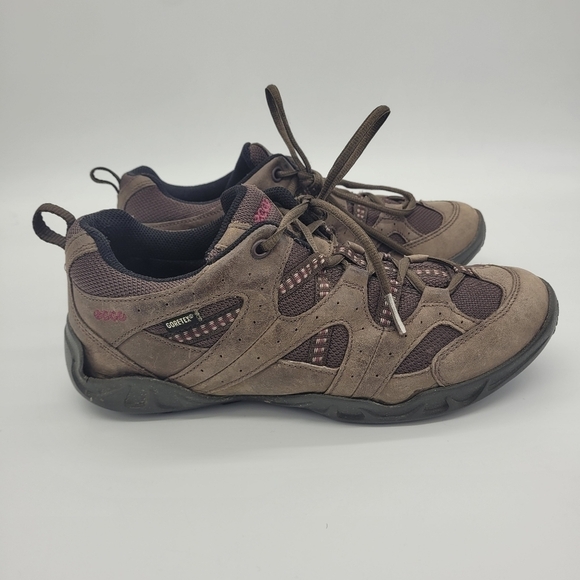 Ecco Womens Receptor Gortex Brown Suede Low Top Hiking Running Shoes 8 - 8.5 - Picture 3 of 14